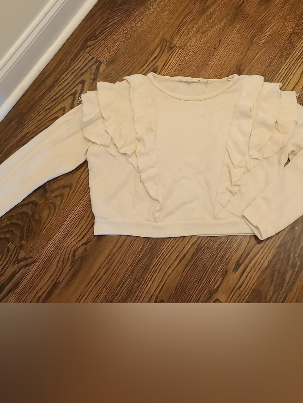 LoveShackFancy Cream Ruffle-Sleeve Pullover